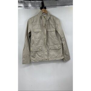 J.Crew Beige Full Zip Twill Classic Jacket Women's‎ Small 100% Cotton